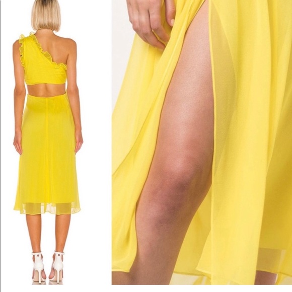 Cinq a sept Corinne Ruffled  Midi Dress. Yellow.Size 4. Classy Rare. - Picture 2 of 2